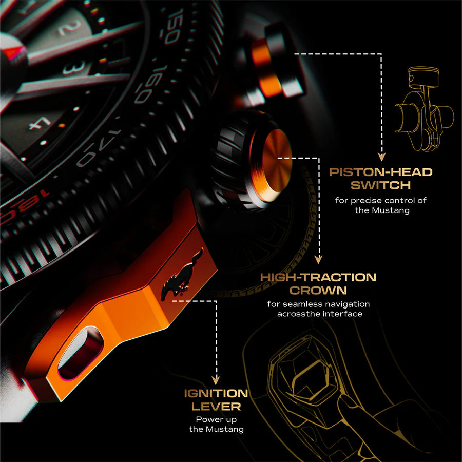 Mustang Stallion Turbo Smartwatch GoBoult Mustang Stallion – Premium AMOLED Smartwatch with official FORD Mustang Partnership, Functional rotating bezel and long battery life.