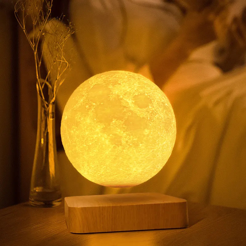 Luxe Floating Moon Lamp with Magnetic Levitation, Spinning LED Light & 3 Color Modes for Home & Office Décor