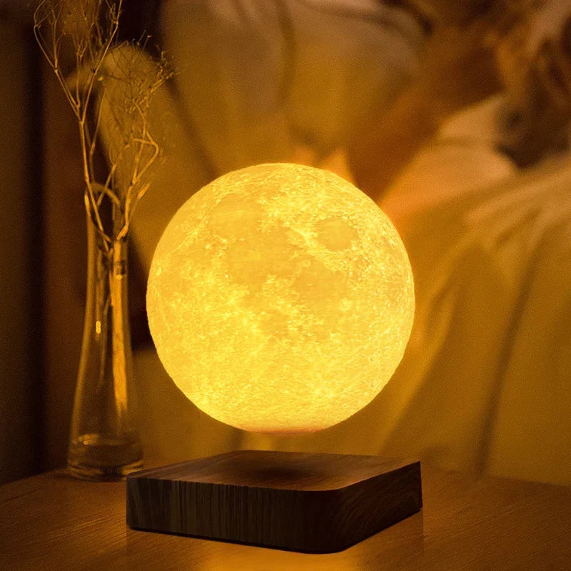 Luxe Floating Moon Lamp with Magnetic Levitation, Spinning LED Light & 3 Color Modes for Home & Office Décor