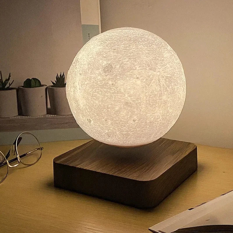 Luxe Floating Moon Lamp with Magnetic Levitation, Spinning LED Light & 3 Color Modes for Home & Office Décor