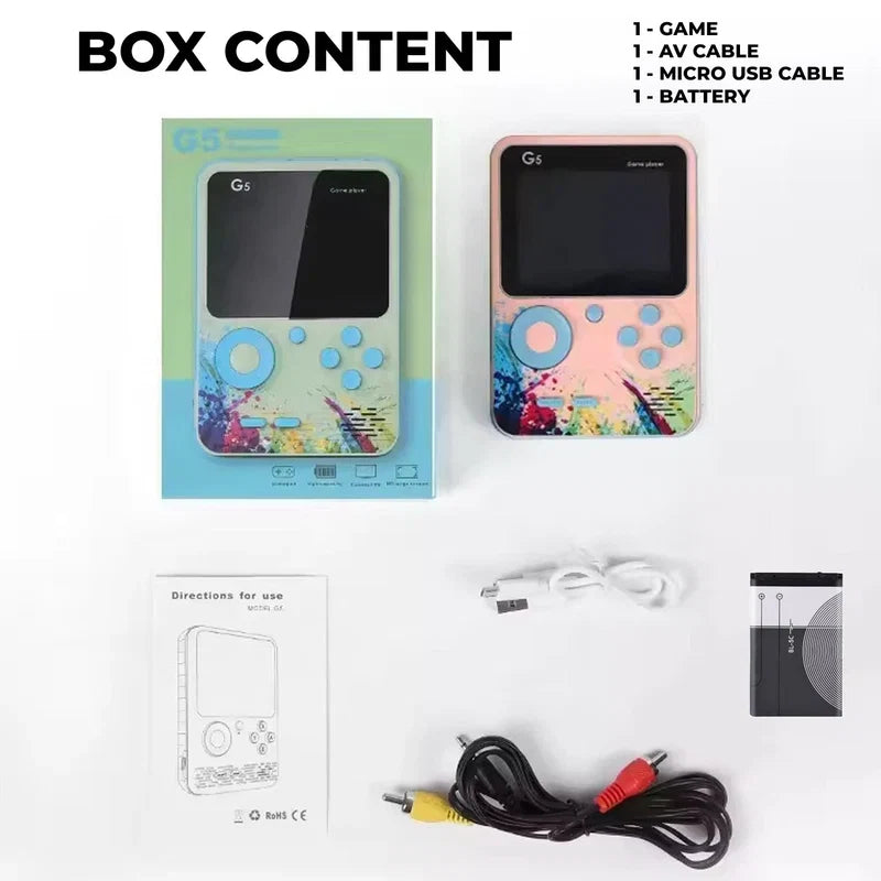Upgraded Handheld Retro Game Console with 500 Childhood Games Including Contra & More