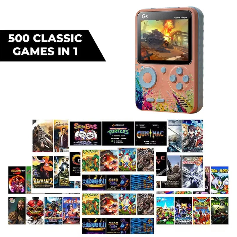 Upgraded Handheld Retro Game Console with 500 Childhood Games Including Contra & More