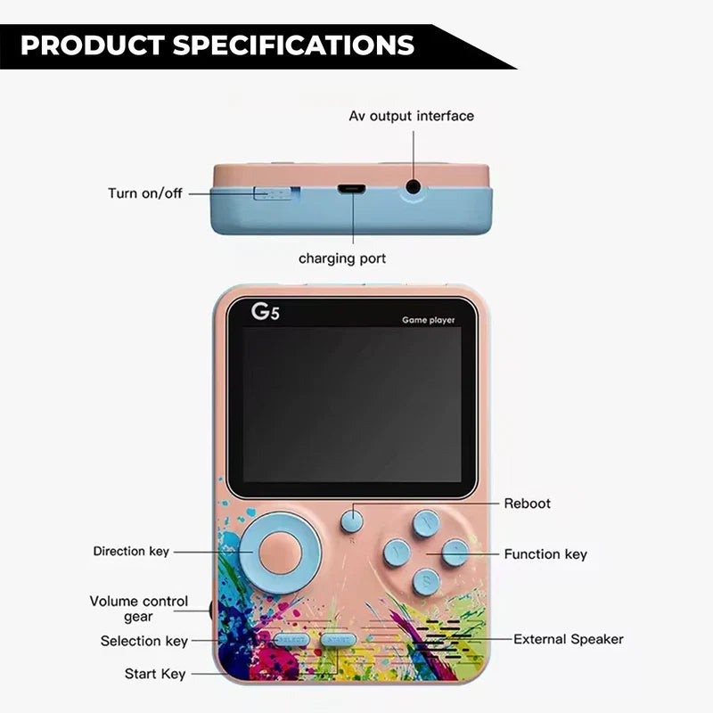 Upgraded Handheld Retro Game Console with 500 Childhood Games Including Contra & More
